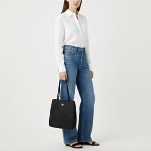 Vintage Prada black nylon Tessuto medium tote bag